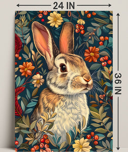 Enchanted Rabbit with Vibrant Flowers Animal Poster