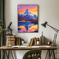 Matterhorn Sunset Reflection Vibrant Art Poster