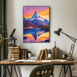 Matterhorn Sunset Reflection Vibrant Art Poster