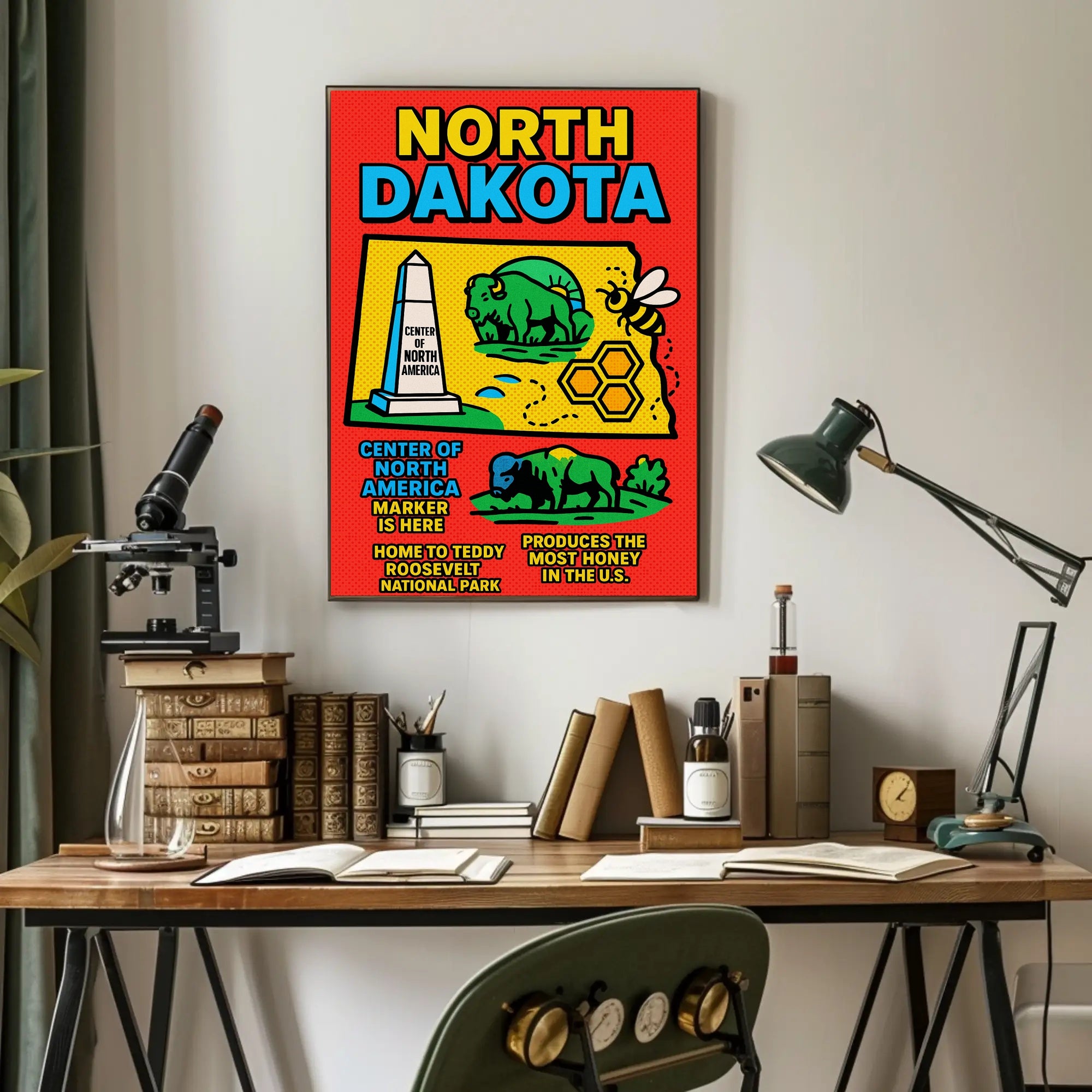 North Dakota Pop Art Travel Poster
