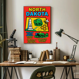 North Dakota Pop Art Travel Poster