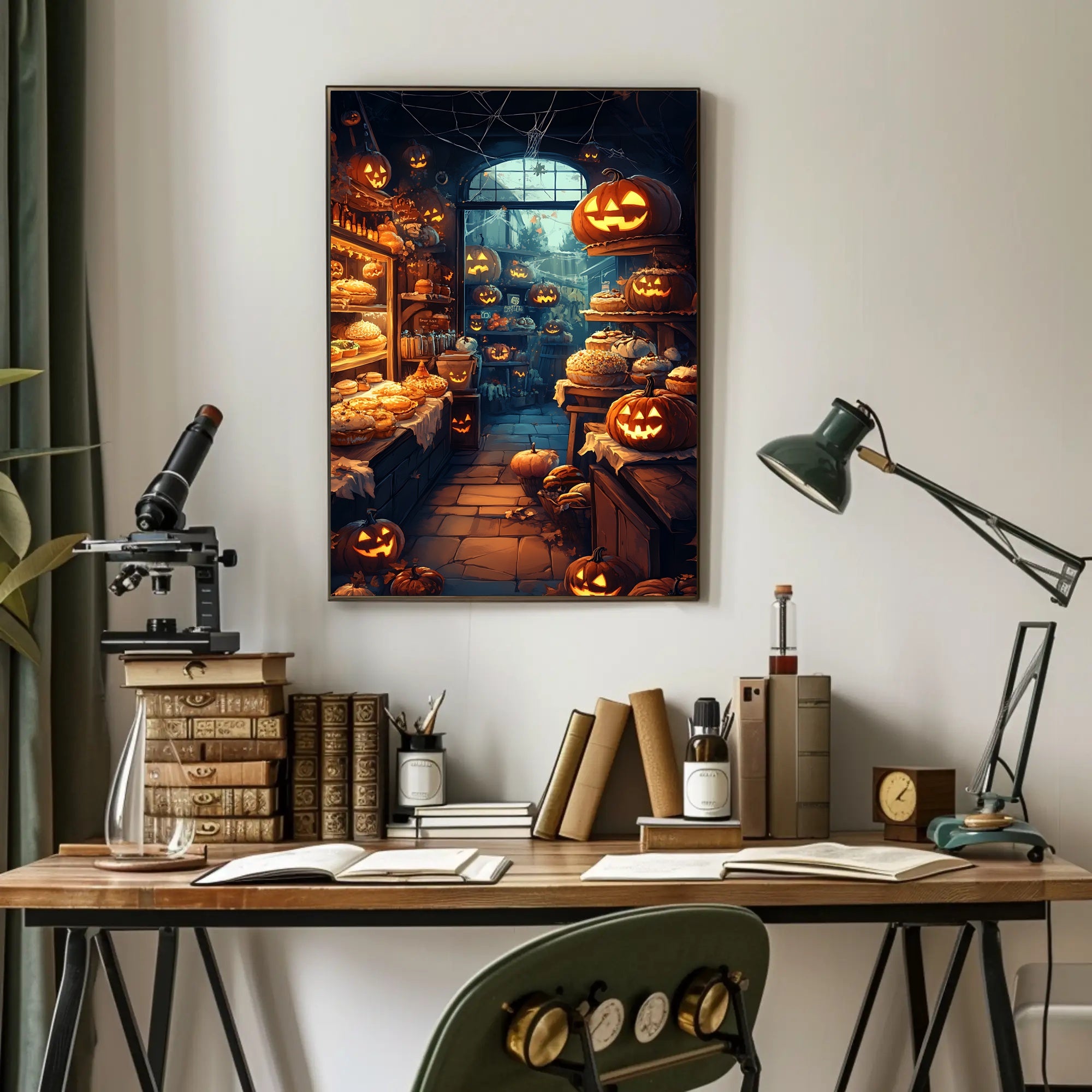 Halloween Bakery Scene: Enchanted Fantasy or Mythology Poster