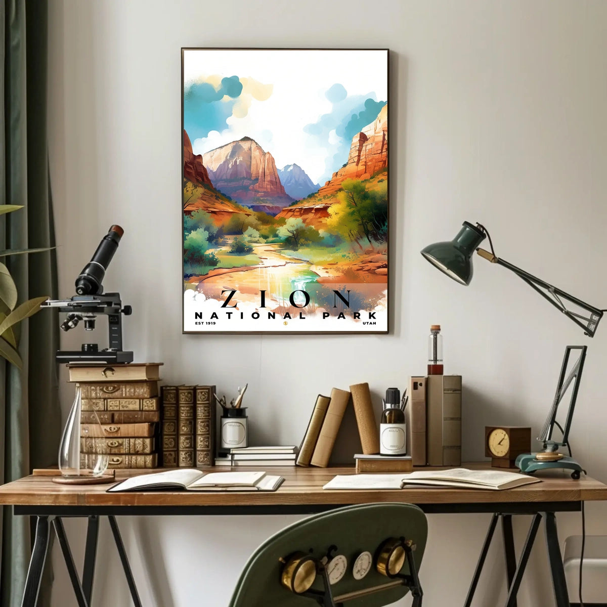 Zion Watercolor Wall Art Poster