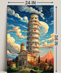 The Leaning Tower Of Pisa Artistic Poster PosterGoat