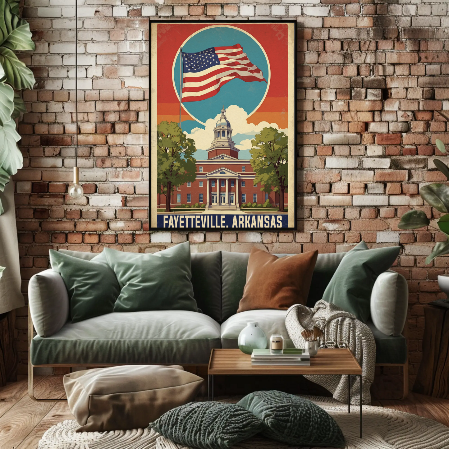 Fayetteville Arkansas Capitol Building Vintage Travel Poster