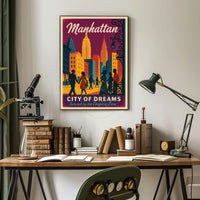 Manhattan City of Dreams Vintage Travel Poster