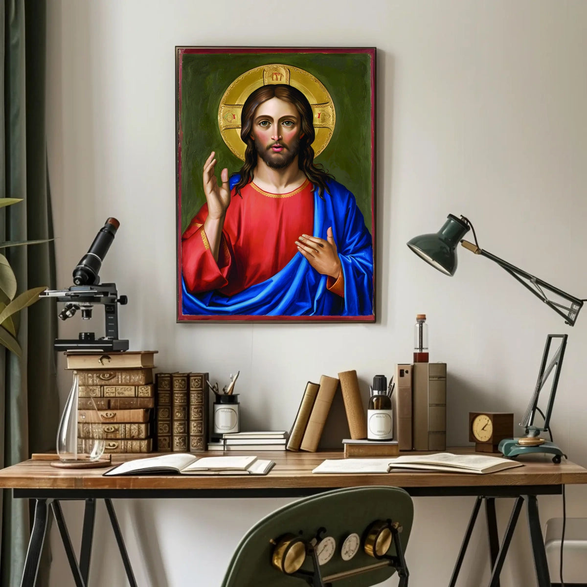Iconic Portrait of Jesus Christ Poster