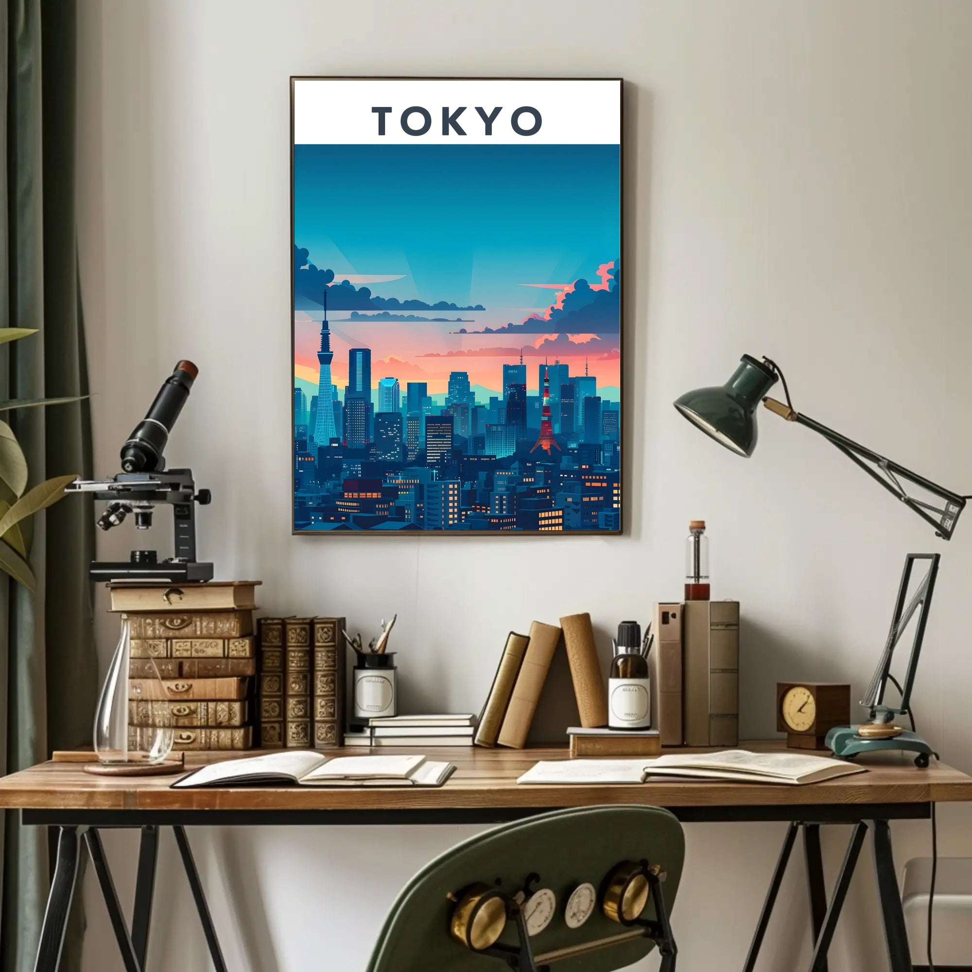 Tokyo Skyline at Sunset Travel Poster