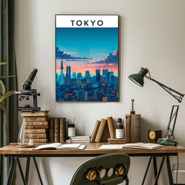 Tokyo Skyline at Sunset Travel Poster