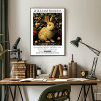 Vintage Rabbit with Floral Pattern Artistic Poster