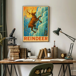 Reindeer Climbing Adventure Fantasy or Mythology Poster