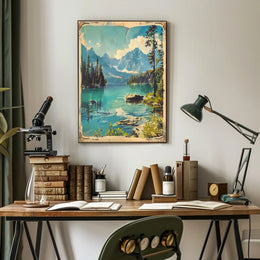 Serene Mountain Lake Travel Poster Landscape Print