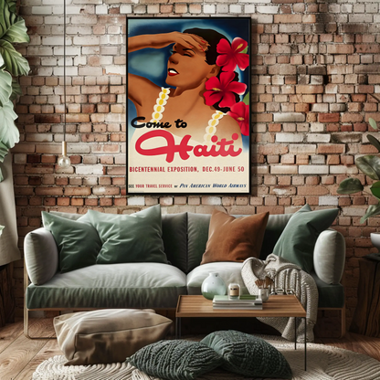Haiti Vintage Poster Woman Flowers