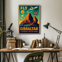 Fly Gibraltar Adventure in Vintage Travel Poster PosterGoat