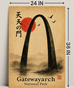 Gateway Arch Ink Wash Cultural or Heritage Poster