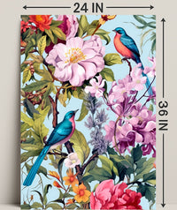 Vibrant Exotic Birds Botanical Art Animal Poster