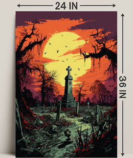 Eerie Graveyard At Dusk Poster