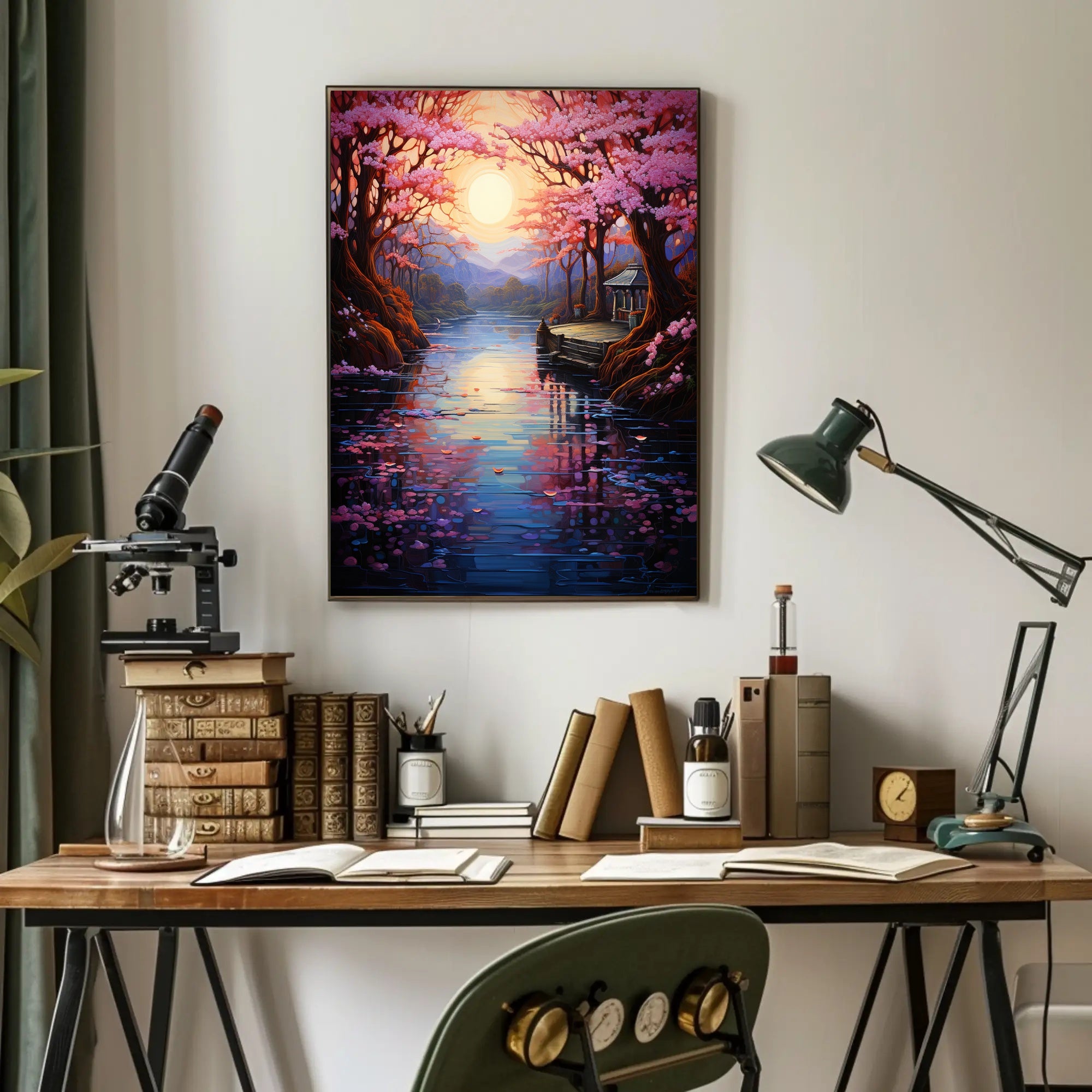 Tranquil Cherry Blossom Landscape Poster