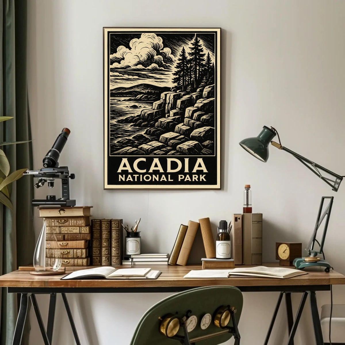 Acadia National Park Scenic Coastal Sunrise Maine Landscape Travel Inspiration Poster