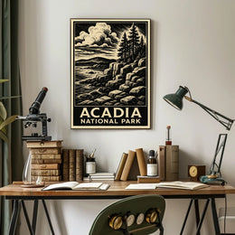 Acadia National Park Scenic Coastal Sunrise Maine Landscape Travel Inspiration Poster