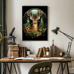 Majestic Deer In Winter Forest Poster