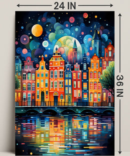 Vibrant Cityscape Reflections Poster