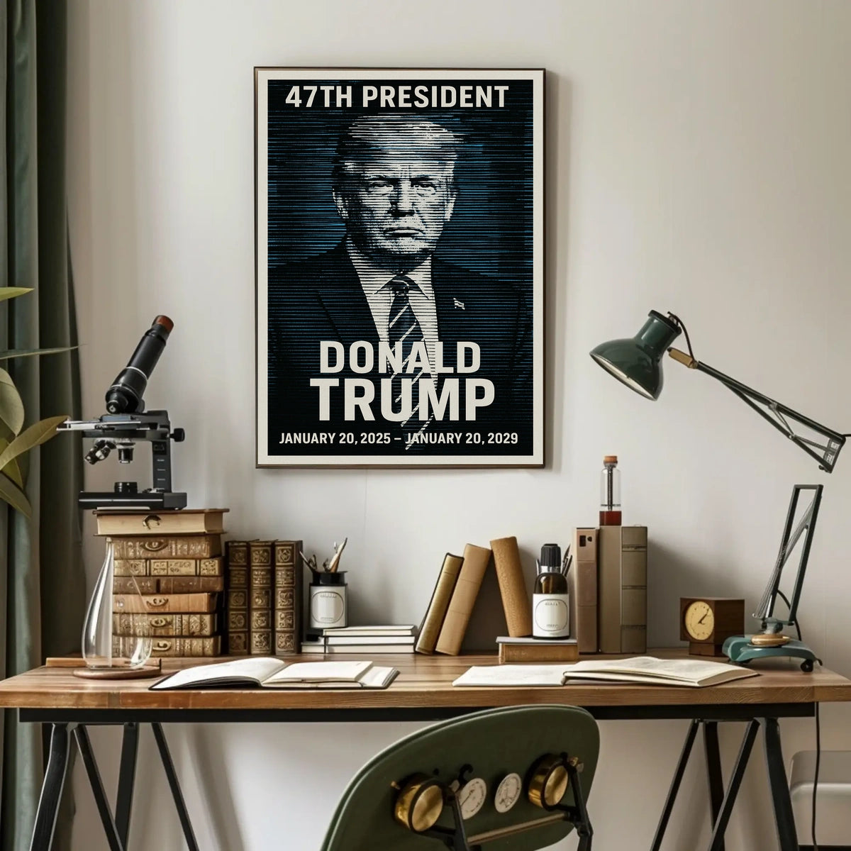 Donald Trump Visionary Leader in Blue Poster