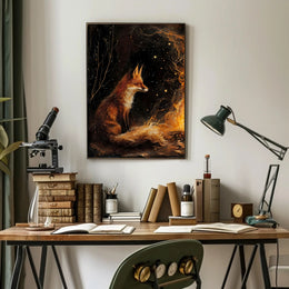 Enchanted Fox By The Fire William Morris Art Poster