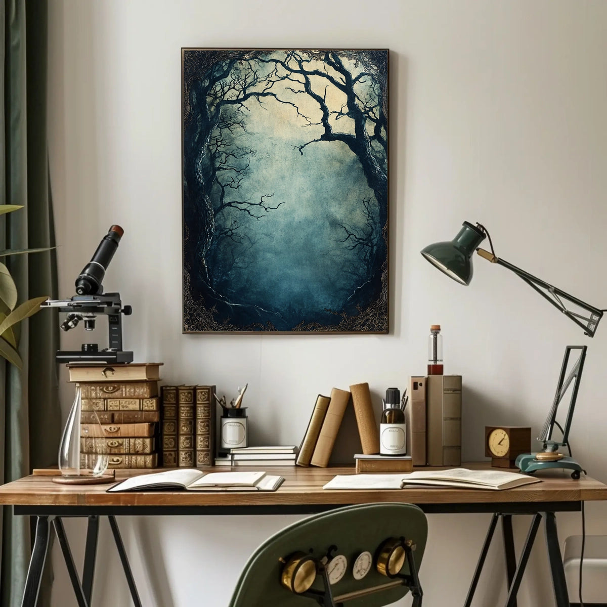 Mysterious Forest Scene Artistry Wall Decor Abstract Artistic Poster