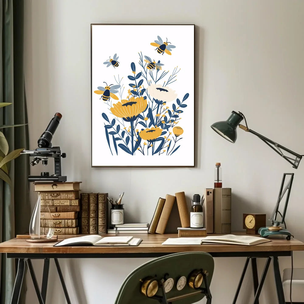Vintage Car and Cityscape Art Poster