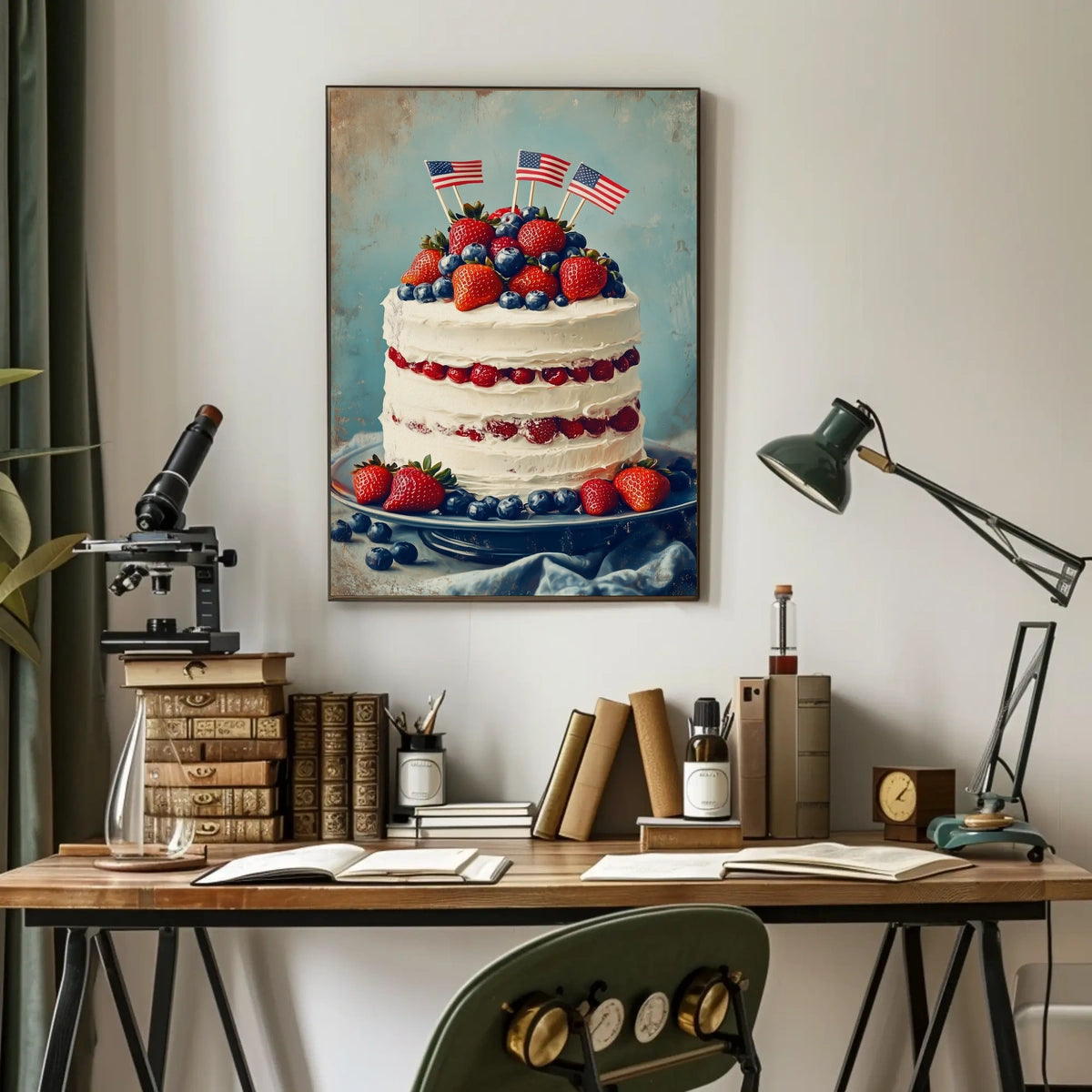 patriotic cake with white icing Poster