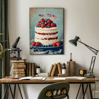 patriotic cake with white icing Poster