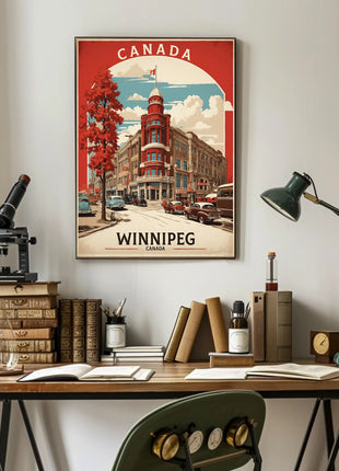 Vintage Winnipeg Landmark with Classic Cars Urban or Cityscape Poster