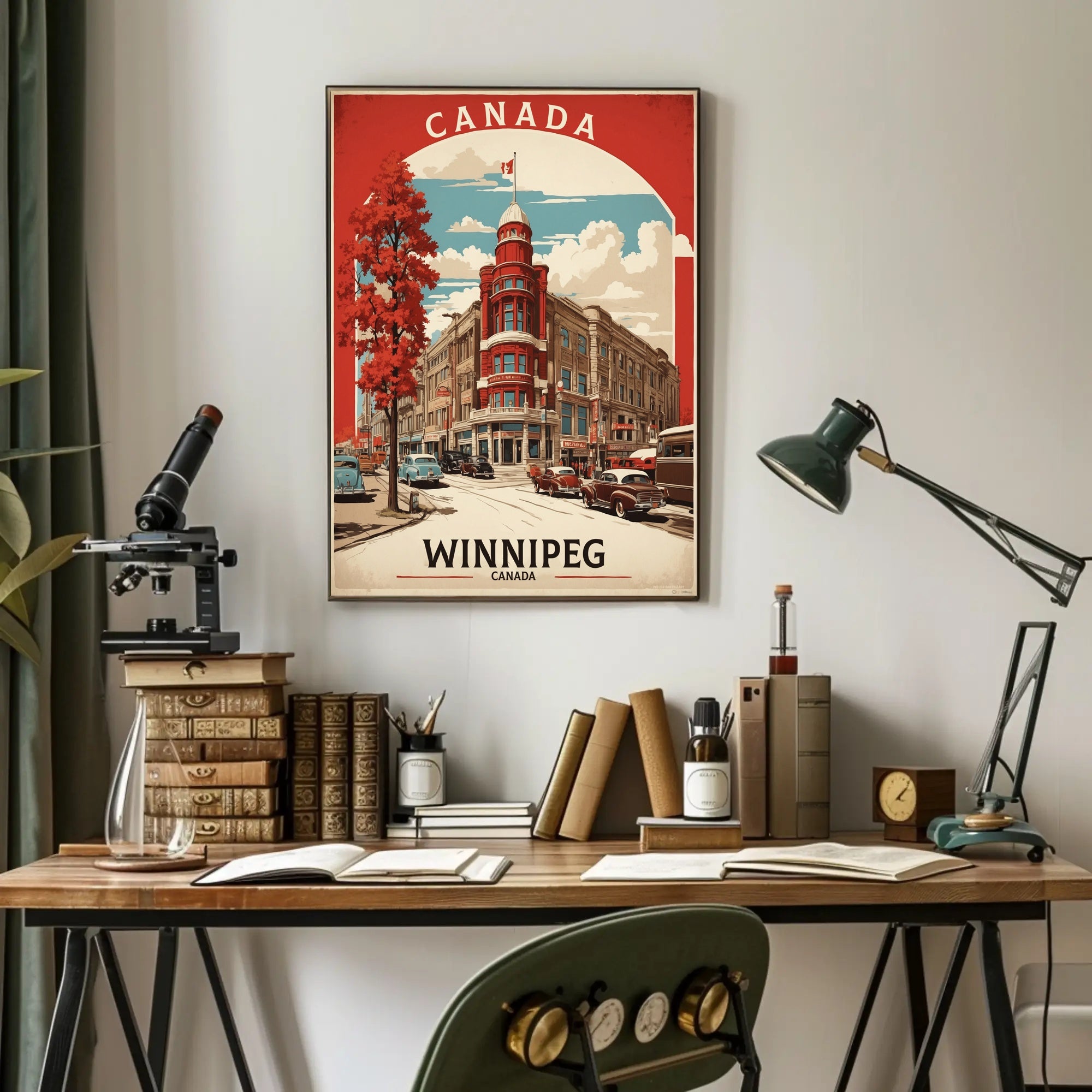 Vintage Winnipeg Landmark with Classic Cars Urban or Cityscape Poster