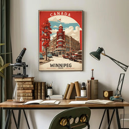 Vintage Winnipeg Landmark with Classic Cars Urban or Cityscape Poster