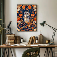 Autumn Owl in Bloom Wall Art Print