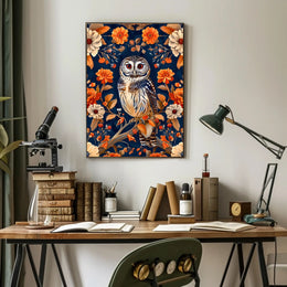 Autumn Owl in Bloom Wall Art Print