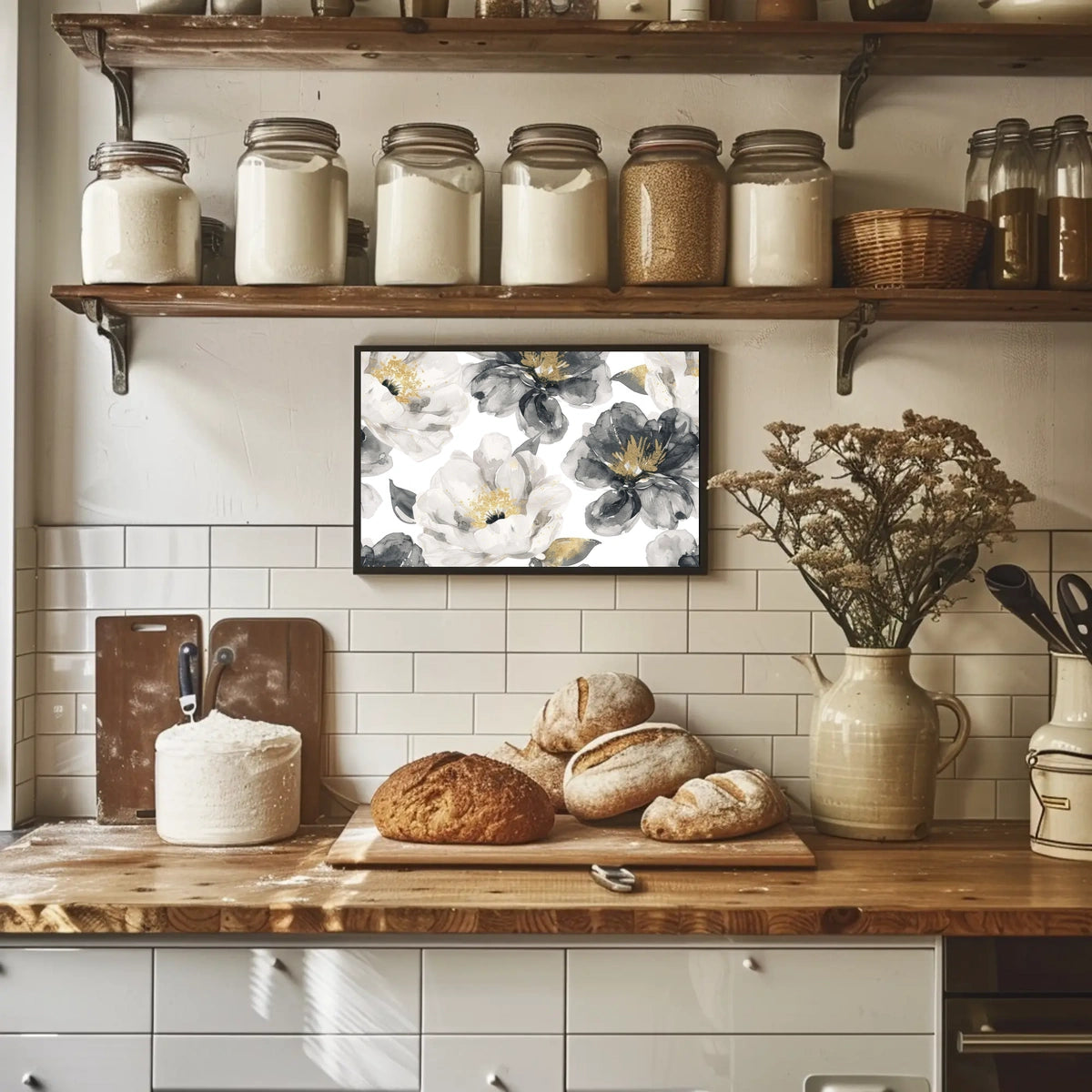 Monochrome Blooms Poster