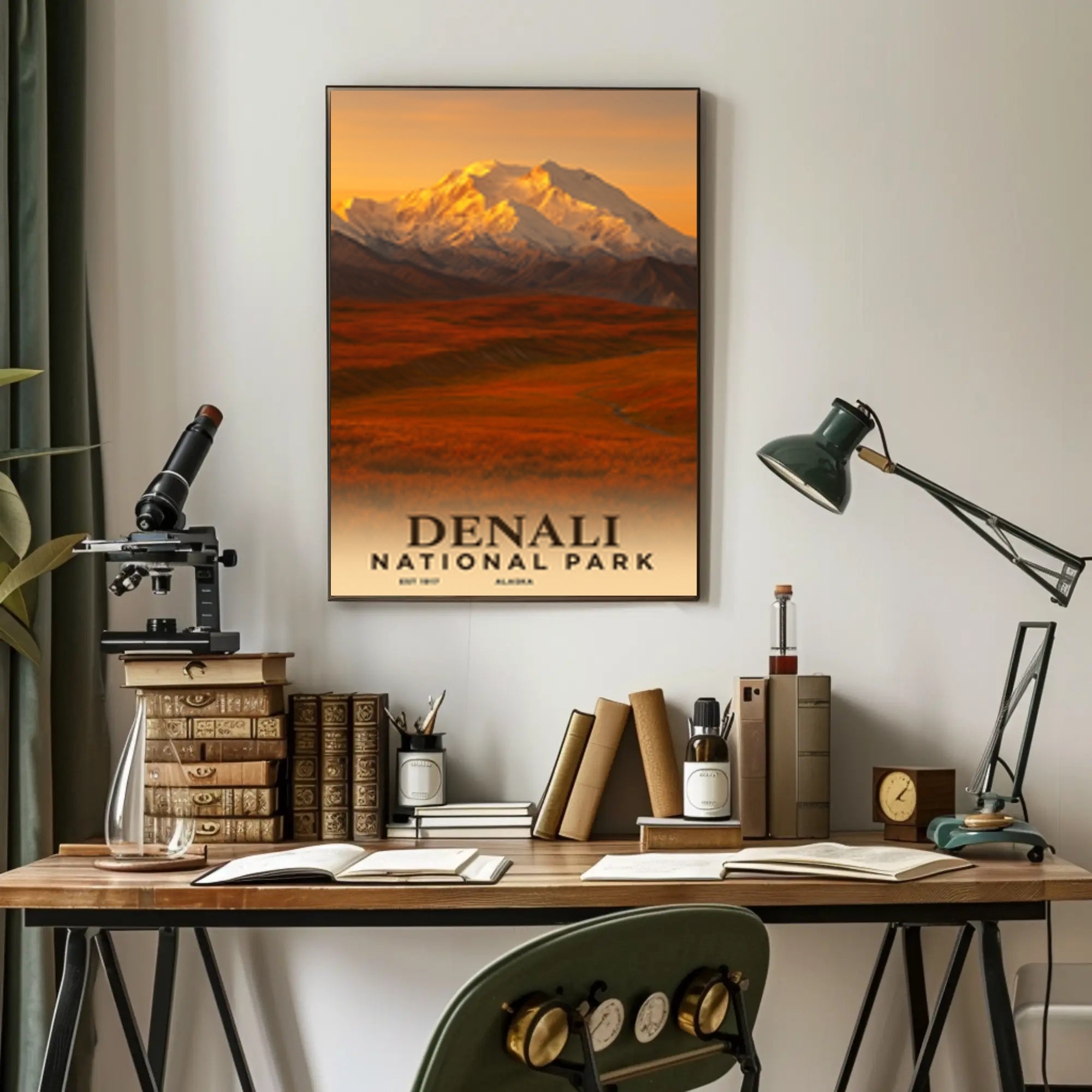 Denali National Park Vintage Travel Poster Print