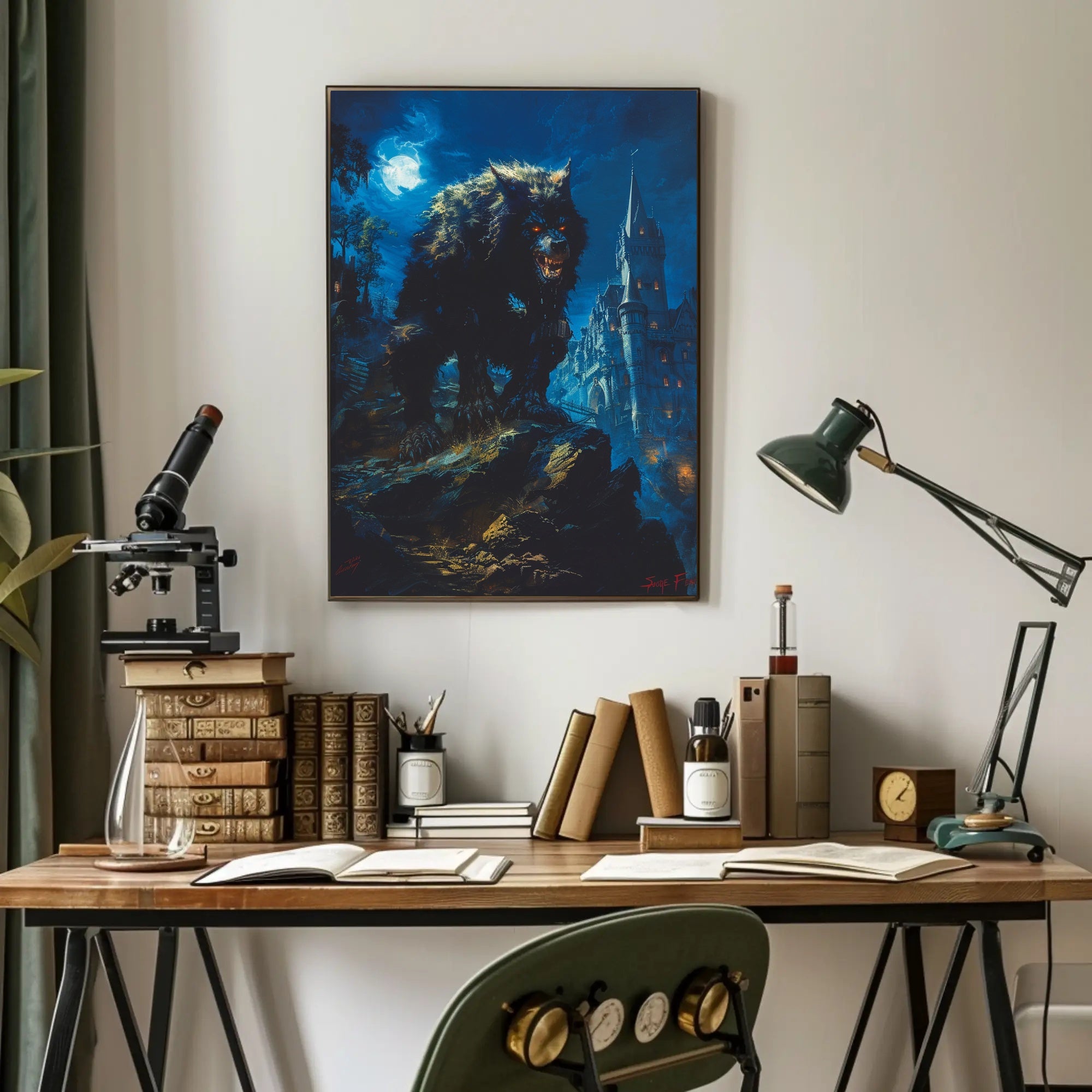 Moonlit Beast Wall Art Print Poster for Home Decor PosterGoat