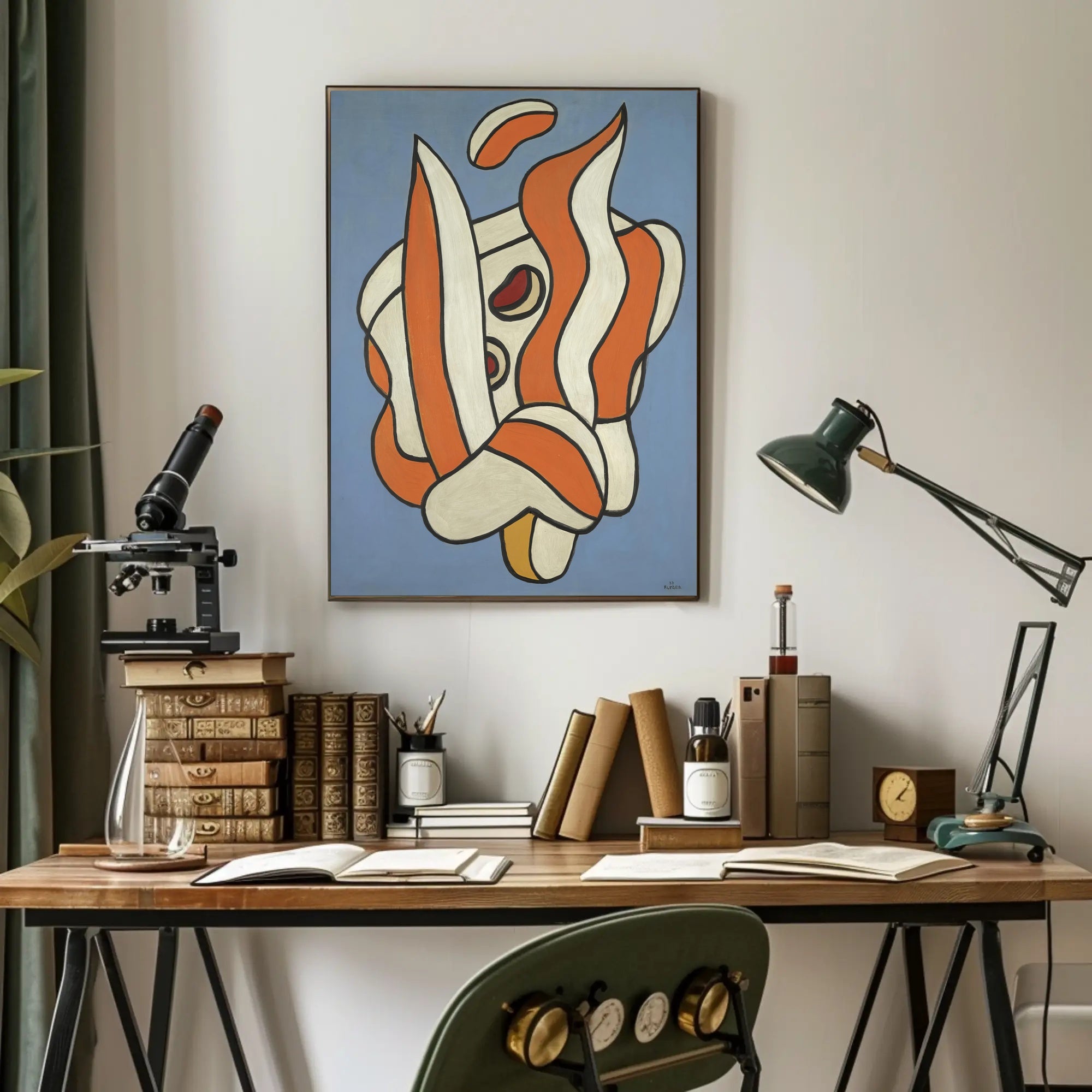 Abstract Shapes on Blue Poster