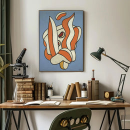 Abstract Shapes on Blue Poster