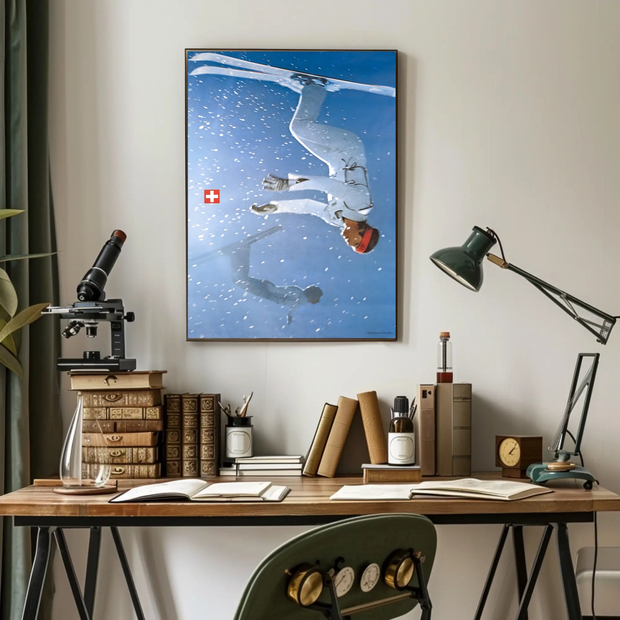 Upside Down Ski Adventure Poster PosterGoat