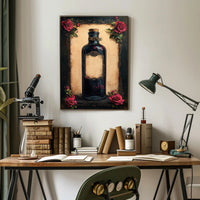 Vintage Potion Bottle With Roses Vintage Poster