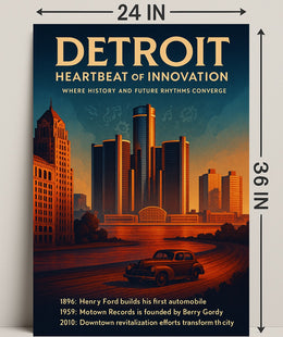 Detroit Heartbeat of Innovation Poster Art Print PosterGoat