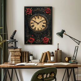 Ornate Vintage Clock Art Print - Cultural Heritage Poster