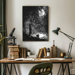 Mystical Moonlit Solitude in Nature - Artistic Poster PosterGoat