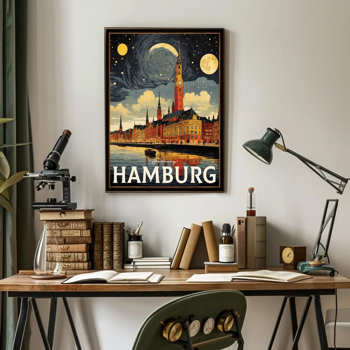 Hamburg A Nighttime Cityscape Poster