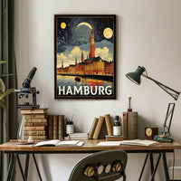 Hamburg A Nighttime Cityscape Poster