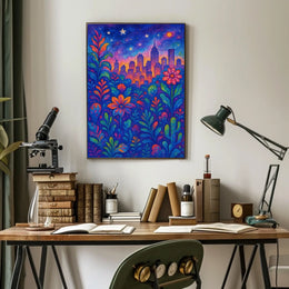 Colorful Cityscape Night Sky: Urban or Cityscape Poster